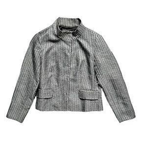 Coldwater Creek Classic Metallic Mandarin Button Down Blazer Suit Jacket EUC 12